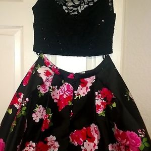 Two piece homecoming floral dress